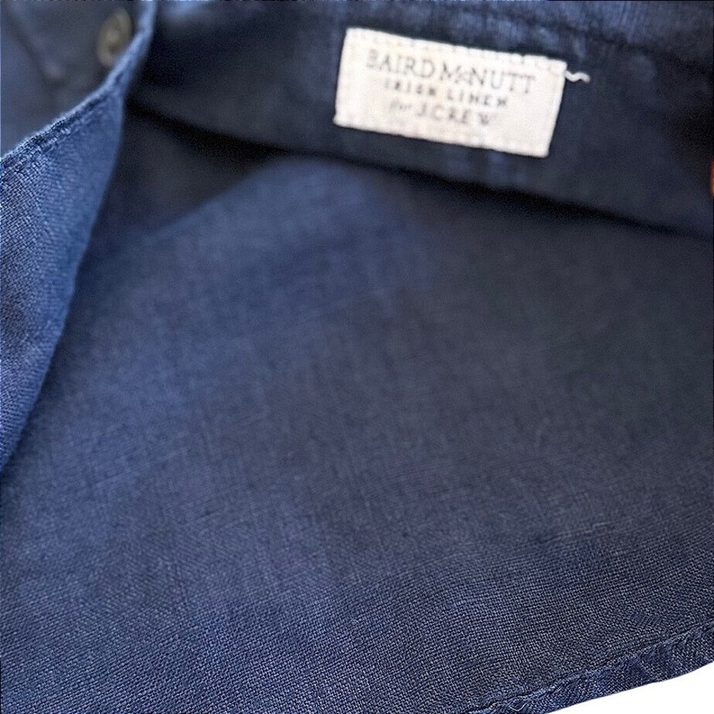 J.Crew Button Down Shirt Womens 4 Navy Blue Excellent Baird McNutt Irish Linen - Picture 4 of 9